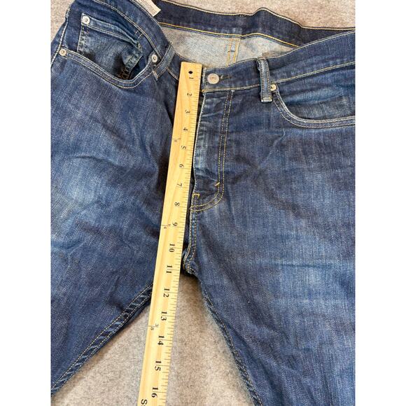 Levis 513 Denim Slim Straight Jeans Mens 35x30 Blue Dark Wash Red Tab Faded - Picture 6 of 9